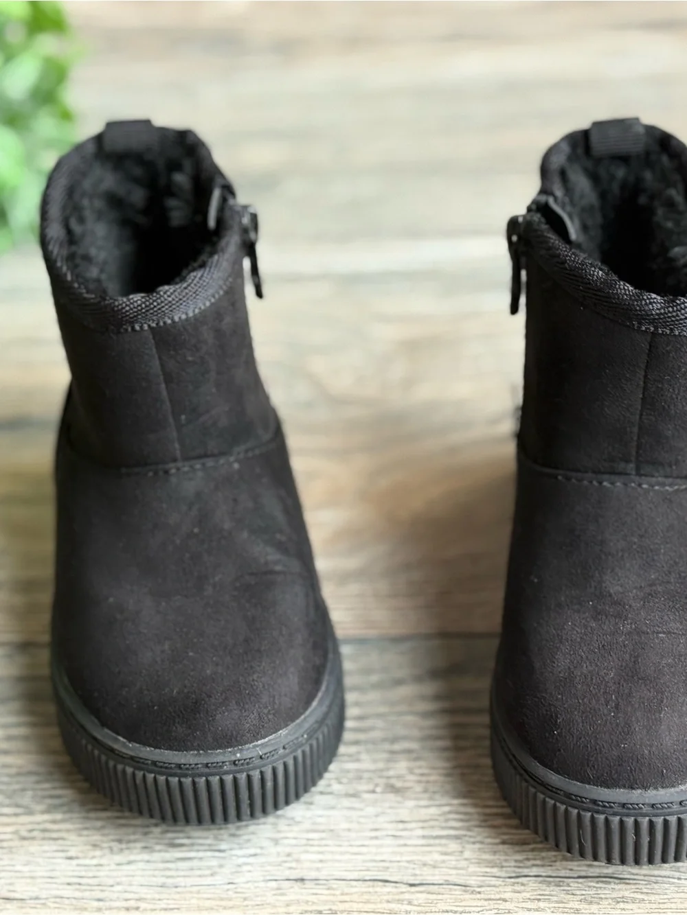 Cat & Jack Black Faux-Suede Kids Ankle Boots with Side Zipper